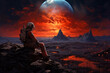 © IMAGINE AI - Astronauts on Mars. space travelers exploring the red landscape on the red world.
