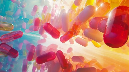 Wall Mural -  pills and tablets medical art for healthy, abstract colorful background