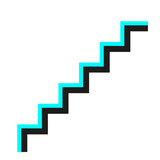 Fototapeta  - forme en escaliers bleue et noire style memphis