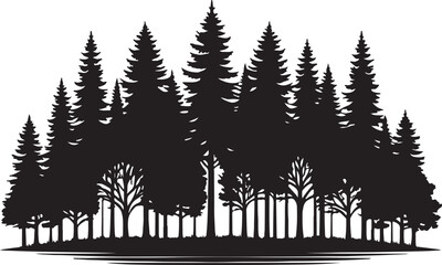 Canvas Print - Tree forest Pain forest silhouette Vector Illustration