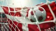 Soccer ball and Denmark flag on the background of the football goal. Concept of 2024 UEFA European Football Championship