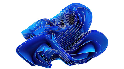 Wall Mural - Blue modern flowing wave element on transparent background