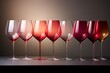 Elegant wine glasses of various shapes and sizes
