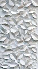 Wall Mural - A backdrop featuring white geometric leaves on 3D tiles, creating a texture that is both modern and intricate, offering a unique and stylish background banner panorama for creative projects.