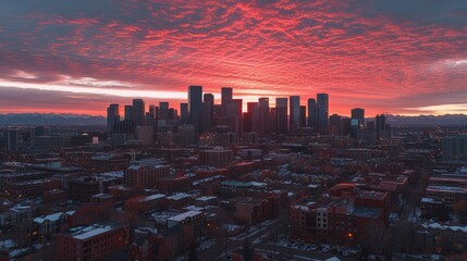 Canvas Print - Denver skyline at sunset