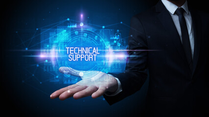 Poster - Man hand holding digital technology concept