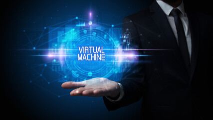 Poster - Man hand holding digital technology concept