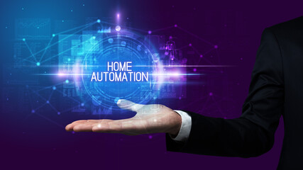 Poster - Man hand holding digital technology concept