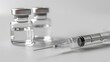 Ultra-Realistic Medical Syringe and Vials on White, High-Detail 3D Render