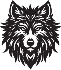 Sticker - Wolf face line art Vector Illustration Black silhouette