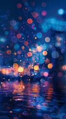 Wall Mural - a blue background with many small circles of different sizes. the circles are scattered throughout t