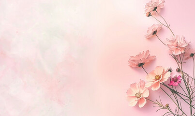 mother's day holiday greeting design with carnation flower bouquet on pastel pink and background. 