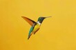 Emerald Hummingbird in Flight Against a Sunny Yellow Backdrop - Generative AI