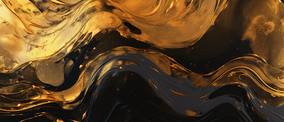 Wall Mural - Liquid gold textures with metallic shine and fluid motion, abstract background.