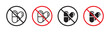 No Drugs Sign Vector Icon Set. Substance Prohibition Emblem vector symbol for UI design.