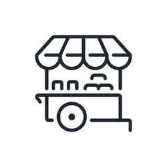 Wall Mural - Farmer's market stall editable stroke outline icon isolated on white background flat vector illustration. Pixel perfect. 64 x 64.