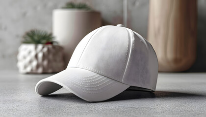 Wall Mural - White Baseball cap template.