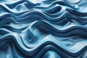 Canvas Print - Three dimensional render of blue wavy pattern