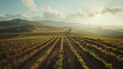 Poster - vineyard in the morning