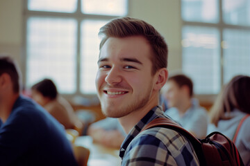 Wall Mural - young man in a classroom