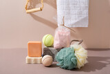 Fototapeta Tulipany - towel, washcloth and bath accessories