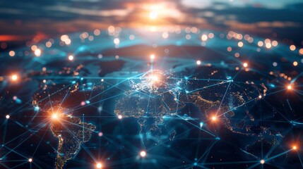 Aufkleber - A global communication network concept. A global business strategy.