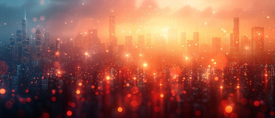 Fototapete - Wireless communication network in a smart city, abstract visual image, IoT.
