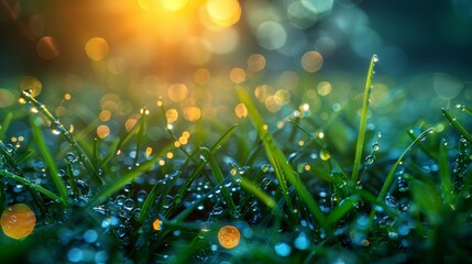 Poster - Drops of water on grass