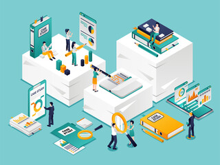 Case study illustration in isometric view