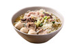 Thai rice noodle soup with pork in bowl