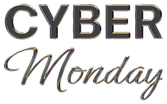 Cyber Monday Glass Effect Gradient Transparent PNG Calligraphy Text