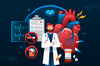 Gradient cardiovascular disease illustration with a doctor