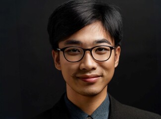 Wall Mural - Asian young smart professional man wearing suit, looking confident and smiling to the camera.