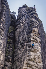 Poster - Climber in Adrspach-Teplice Rocks park near Teplice nad Metuji town in Czech Republic