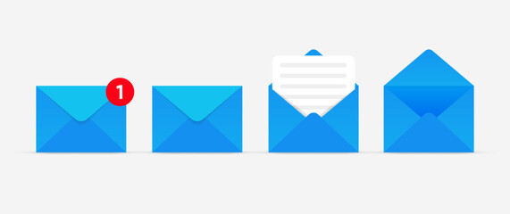 Aufkleber - New message notification concept on realistic smartphone mockup. New email pop up. Incoming, open messaging. Chatting, mail, post, letter symbol, sign, emblem with new notification for UI UX website