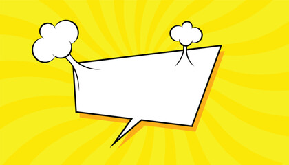 Poster - Empty dialog halftone background. comic book style, Blank comic speech bubble art with yellow background design