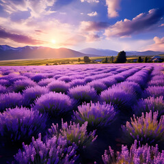 Poster - A field of lavender in full bloom.