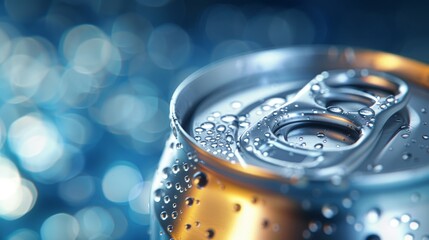 Poster - Empty white soft drink aluminum can mockup on abstract background with copy space