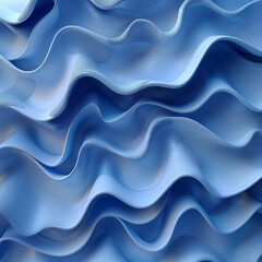 Three dimensional render of blue wavy pattern, ai technology