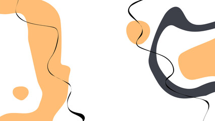 Fototapete - Abstract background with various hand drawn dynamic shapes and black wavy lines for creative graphic design. Vector illustration.