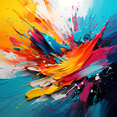 Wall Mural - Abstract art with splashes of bold colors.