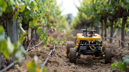 Wall Mural - The integration of robotics in vineyard management