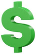 © vensto - Green US dollar currency symbol isolated on background. Green dollar sign. 3D signs money currency sign. 3D png Illustration.