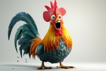 The Rooster Is Isolated On A White Background. 3d Illustration