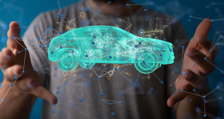 Poster - Energy car concept. Vehicle EV charge battery electric