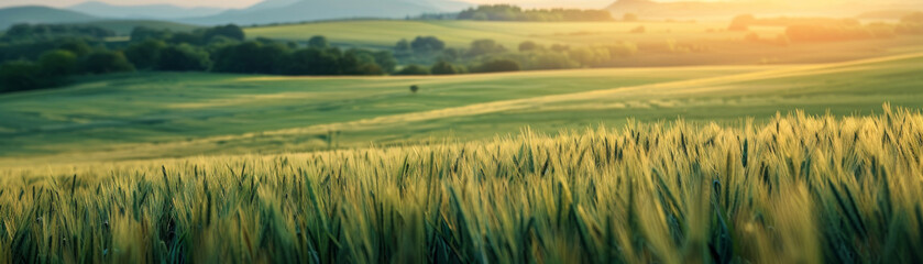 Canvas Print - rice green field. farmland generative ai