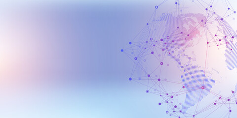Aufkleber - Global network connection banner design template. Header social network communication in the global business concept. Big data visualization. Internet technology
