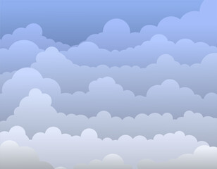 Wall Mural - Abstract clouds in blue colors. The clouds in the sky are drawn with a gradient. Vector illustration.