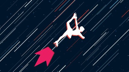 Poster - figure skating symbol flies through the universe on a jet propulsion. the symbol in the center is sh