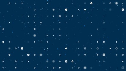 Poster - template animation of evenly spaced gear symbols of different sizes and opacity. animation of transp